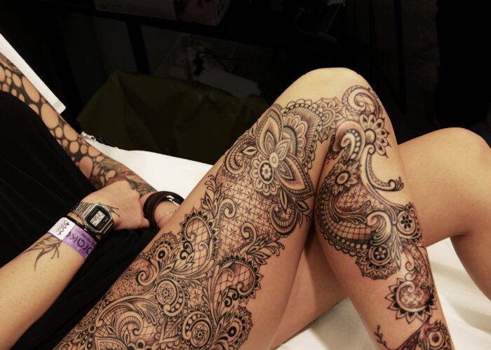 Floral Women Leg Tattoo